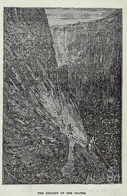Science Fiction Drawings - The Descent of the Crater p5 by Historic illustrations