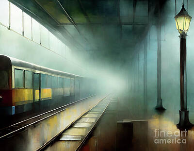 Transportation Digital Art - The Empty Train Station by Dr Debra Stewart