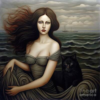 Surrealism Paintings - The Familiar by Mindy Sommers