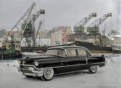 Rustic Cabin - The first Cadillac series 62 sedan, year model 1956 in Sweden just after having been unloaded from a by Celestial Images