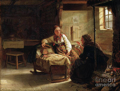 City Scenes Paintings - The Fortune-teller - Adolph Tidemand by Sad Hill - Bizarre Los Angeles Archive