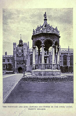 Vintage Oldsmobile Royalty Free Images - The Fountain and King Edward Ills Tower in the First Court, l1 Royalty-Free Image by Historic Illustrations