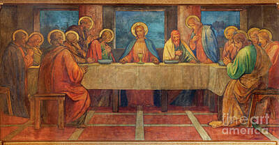 Vintage Porsche Royalty Free Images - The fresco of Last Supper Royalty-Free Image by Jozef Sedmak