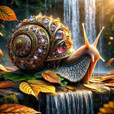 Fantasy Royalty Free Images - The Gilded Escargot Royalty-Free Image by Bill And Linda Tiepelman