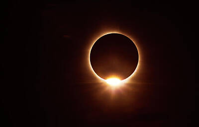 Monochrome Landscapes - The Great American Eclipse Diamond Ring  by Juergen Roth