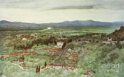 City Scenes Drawings - The Green Plains of Tuscany, n4 by Historic Illustrations