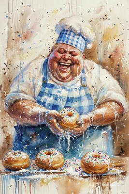 Royalty-Free and Rights-Managed Images - The Happy Donut Maker by Tina LeCour