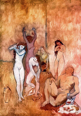 Surrealism Drawings Rights Managed Images - The Harem by Pablo Picasso 1906 Royalty-Free Image by Pablo Picasso