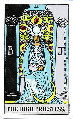 Fantasy Drawings Rights Managed Images - The High Priestess Tarot Card Royalty-Free Image by Restored Vintage Shop