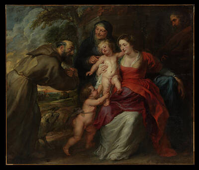 Botanical Farmhouse - The Holy Family with Saints Francis and Anne and the Infant Saint John the Baptist early or mid 1630 by Arpina Shop