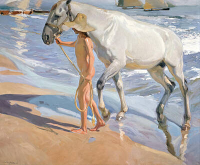 Royalty-Free and Rights-Managed Images - The Horse Bath by Joaquin Sorolla