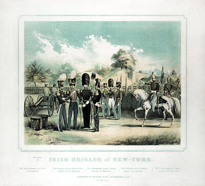 City Scenes Paintings - The Irish Brigade Of New York - Circa 1852 by War Is Hell Store