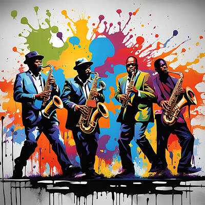 Jazz Digital Art - The Jazz Band by CIKA Gallery