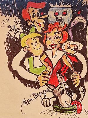 Comics Mixed Media - The Jetsons family 1960s by Geraldine Myszenski