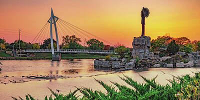 Royalty-Free and Rights-Managed Images - The Keeper Over The Arkansas River - Wichita Kansas Panorama by Gregory Ballos