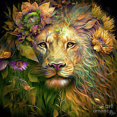 Animals Paintings - The King Of The Pride by Tina LeCour