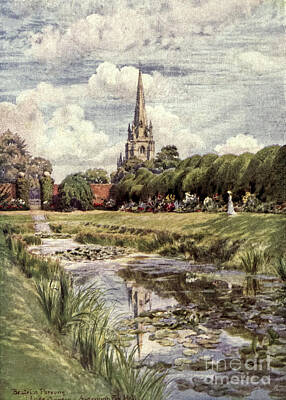 Landscapes Drawings - THE LAKE GARDEN, AYSCOUGH FEE HALL, SPALDING j4 by Historic Illustrations