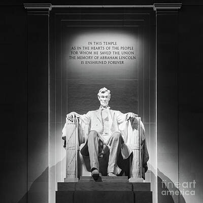 Politicians Photos - The Lincoln Memorial in Black and White by Henk Meijer Photography