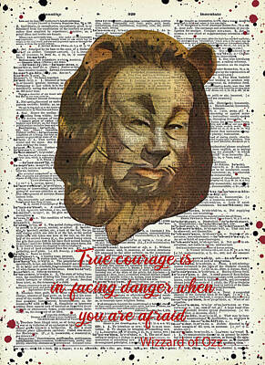 Fantasy Digital Art - The lion Wizard of Oz quote by Mihaela Pater