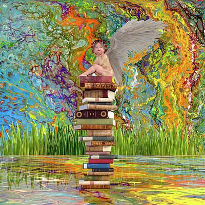 Sunflowers Digital Art - The Little Librarian  by Betsy Knapp