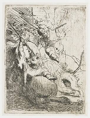 Lipstick Kiss - The little lion hunt with one lion Rembrandt van Rijn 1627  1631 by Artistic Rifki