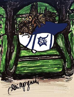 Baseball Royalty-Free and Rights-Managed Images - The Lost Detroit Tigers Fan Baseball hat turned into a birds nest  by Geraldine Myszenski