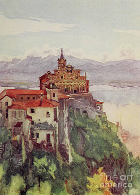 City Scenes Drawings - The Madonna del Sasso, Locarno A Pilgrimage Church, g2 by Historic Illustrations