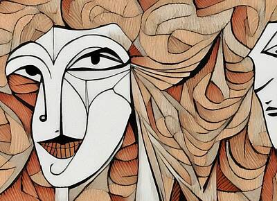 Comedian Drawings Royalty Free Images - The Mask of Joy Royalty-Free Image by Samuel HUYNH