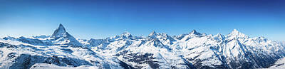 Mountain Rights Managed Images - The Matterhorn and Swiss Mountains Panorama Royalty-Free Image by Rick Deacon
