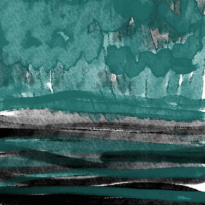 Digital Art - The Meeting Place - Contemporary Abstract in Green and Black 1 by Studio Grafiikka