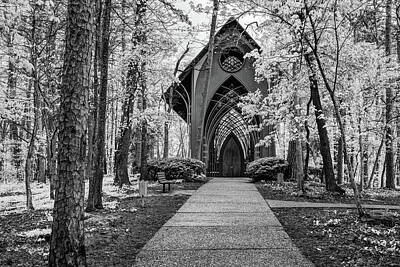 Northern Lights Royalty Free Images - The Mildred B. Cooper Chapel Of Bella Vista Arkansas - Infrared Monochrome Royalty-Free Image by Gregory Ballos