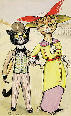 Mammals Drawings - The Modern Arry And Arriet By Louis Wain by Louis Wain