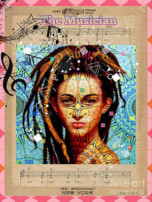 Musician Mixed Media Rights Managed Images - The Musician Royalty-Free Image by Celeste Mayne