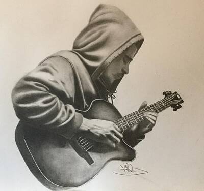 Musicians Drawings - The Musician by V P Holmes