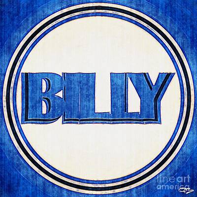 Election Day - The Name Billy in Blue and White circular Name Design by Douglas Brown