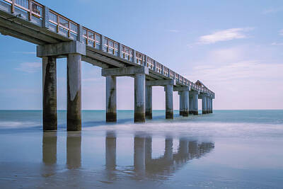 Skylines Royalty-Free and Rights-Managed Images - The New Concrete Surfside Pier - Long Exposure 4 by Steve Rich