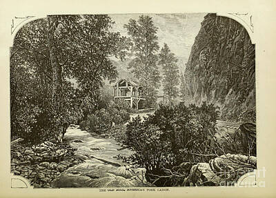 Landmarks Drawings - The Old Mill, American Fork Canyon c4 by Historic Illustrations