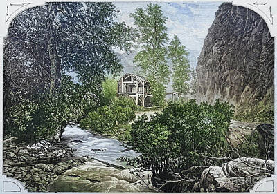 Landmarks Drawings - The Old Mill, American Fork Canyon  by Historic Illustrations