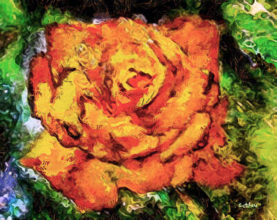 Roses Drawings - The Orange Rose by GretchenArt FineArt