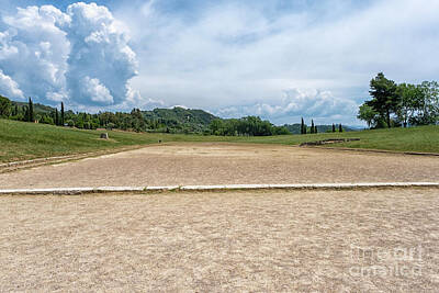 Sports Royalty-Free and Rights-Managed Images - The original Olympic stadium in Olympia Greece by Patricia Hofmeester
