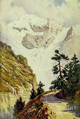 Mountain Drawings - The Ortler Spitze t3 by Historic Illustrations