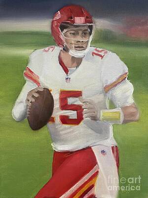 Football Paintings - The Pass by Sheila Mashaw