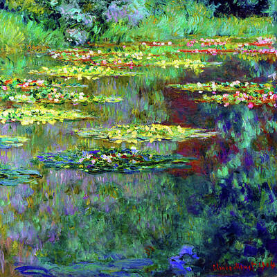 Lilies Paintings - The Pond of Nympheas by Jon Baran