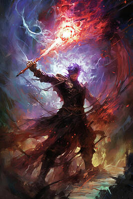 Fantasy Paintings - The power of a sorcerer, 04 by AM FineArtPrints