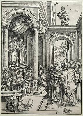 Football Paintings - The Presentation of the Virgin in the Temple c. 1502 by MotionAge Designs