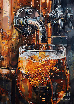 Food And Beverage Paintings - The process of brewing craft beer at home by Donato Williamson