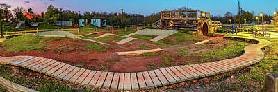 Transportation Royalty-Free and Rights-Managed Images - The Railyard Bike Park - Rogers Arkansas Panorama at Dusk by Gregory Ballos