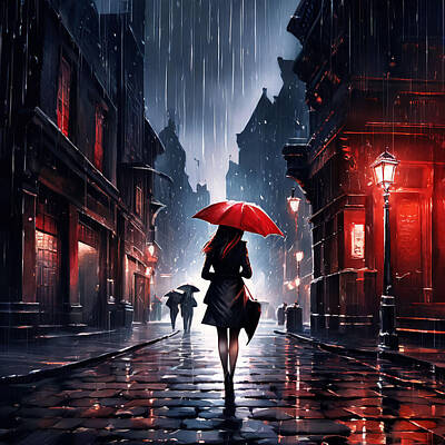 Michael Tompsett Maps - The Red Umbrella by Manjik Pictures