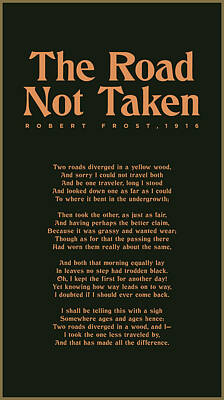 Mixed Media - The Road Not Taken - Robert Frost - Typographic Print 02 - Literature by Studio Grafiikka