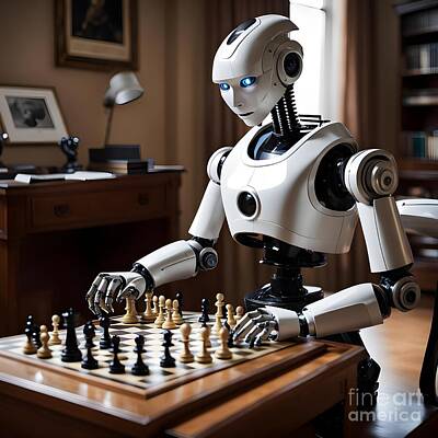 Science Fiction Digital Art - The Robotic Chess Apprentice by Paul Featherstone